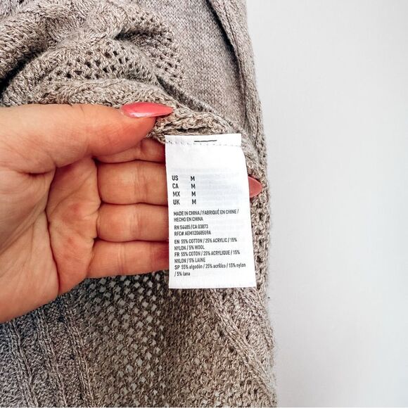 American Eagle Tan French Terry Knit Long Sleeve Sweater Size Medium - Picture 6 of 8